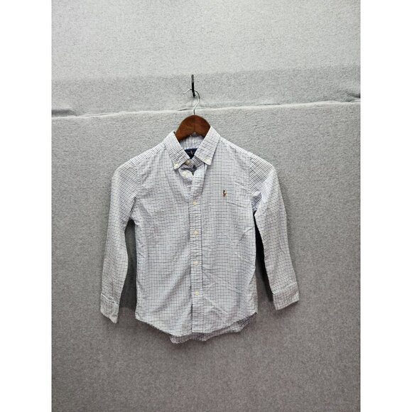Ralph Lauren Boys Button-Down Checkered Shirt Size 7 100% Cotton - Picture 1 of 6